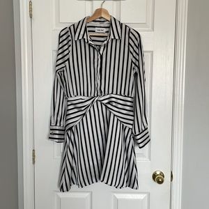 Line & Dot striped shirtdress